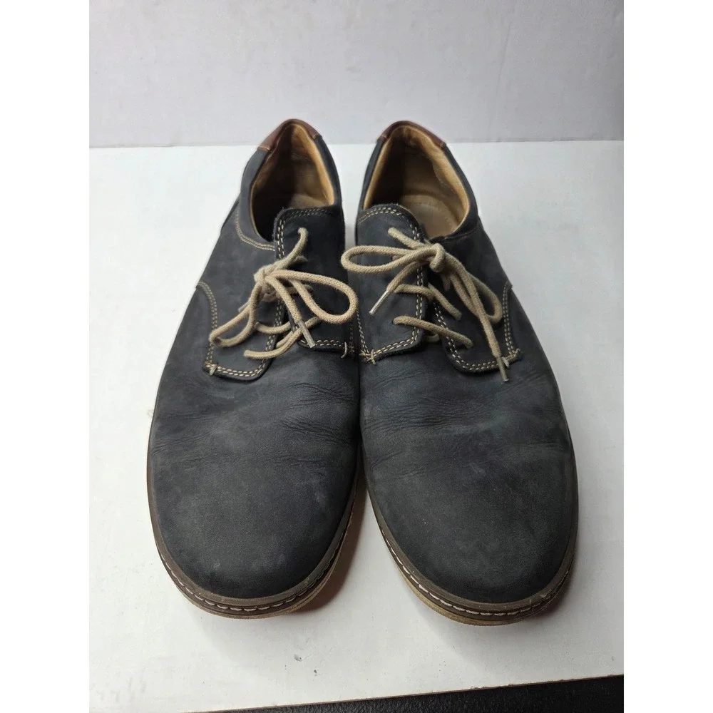 Johnston & Murphy McGuffey Plain Toe Derby Navy Blue Leather Mens 10.5 W 25-8359